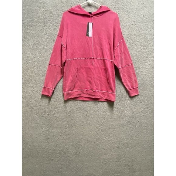 Womens Seamed Front Hooded Sweatshirt Pocket Magenta Pink Wild Fable S - Picture 1 of 6